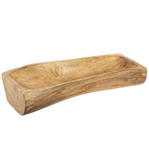 Floristik24 Decoración de madera con cuenco decorativo hueco de madera 40×13–16cm×6,5cm