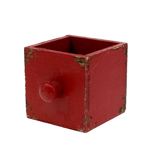 Caja de madera, cajón rojo 9x9x9cm 1pc