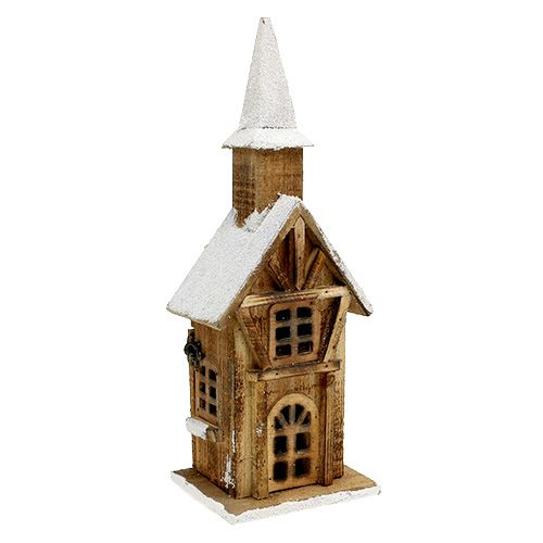 Floristik24 Iglesia de madera con iluminación LED natural, blanco 42cm