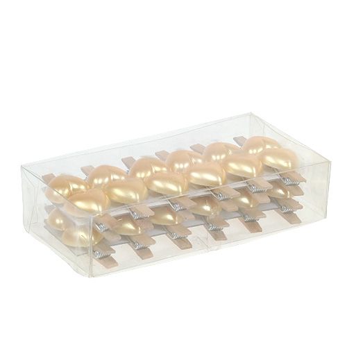 Floristik24 Grapa de madera Corazón Oro 3.5cm 24pcs