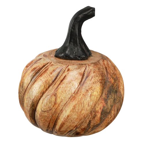 Artículo Calabaza de madera con mango de metal negro natural Ø9,5cm H11cm