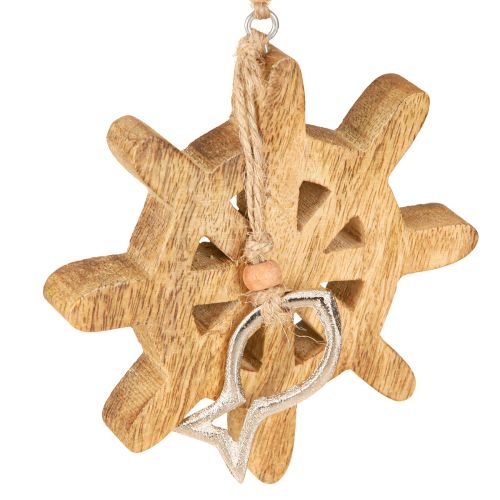 Artículo Decoración de volante de madera con colgante de pez de metal, Ø12 cm, 3 unidades