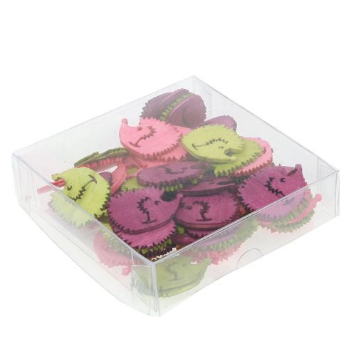 Floristik24 Figuras de erizo decoración dispersa de madera mezcla de colores 4cm 72 piezas