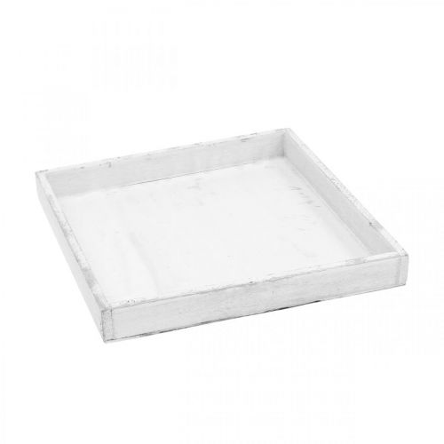 Floristik24 Bandeja decorativa bandeja de madera cuadrada blanca shabby chic 24,5×24,5cm