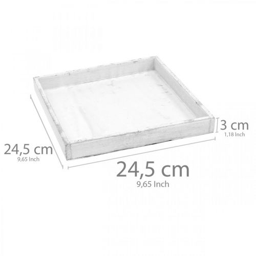 Floristik24 Bandeja decorativa bandeja de madera cuadrada blanca shabby chic 24,5×24,5cm
