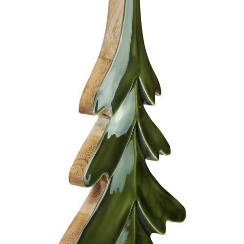 Árbol de Navidad decorativo de madera efecto brillo verde 23,5×5×60cm