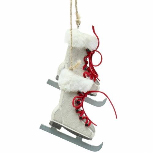Patín de hielo de madera blanco para colgar 8cm 3uds