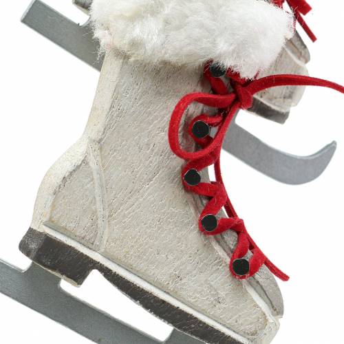 Artículo Patín de hielo de madera blanco para colgar 8cm 3uds