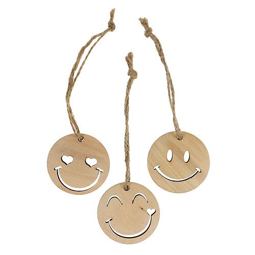 Floristik24 Emoticon&reg;de madera 4cm naturaleza 24uds