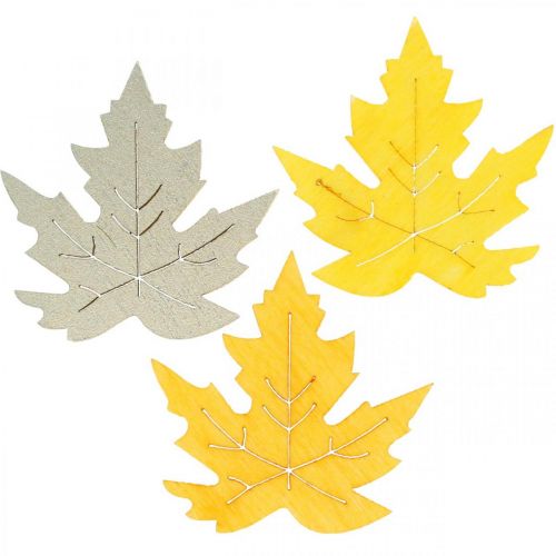 Artículo Decoración dispersa otoño, hojas de arce, hojas de otoño doradas, naranjas, amarillas 4cm 72 piezas