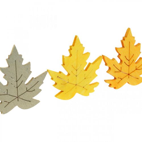 Artículo Decoración dispersa otoño, hojas de arce, hojas de otoño doradas, naranjas, amarillas 4cm 72 piezas