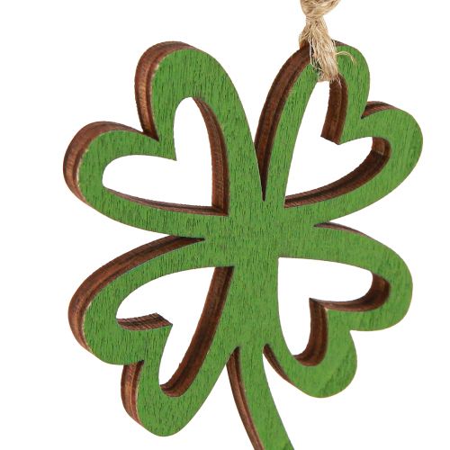 Artículo Colgante de madera Nochevieja trébol color hoja 5x0,5x8cm 12 piezas