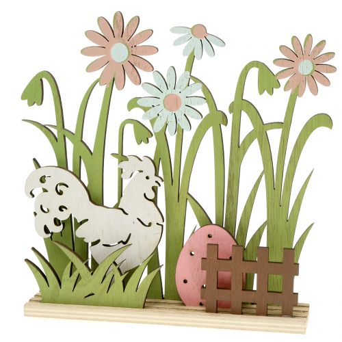 Decoración de primavera en madera con gallo 21cm