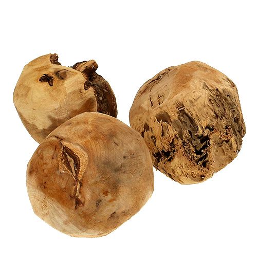 Floristik24 Bola de madera bola de abeto natural Ø9cm 3 piezas