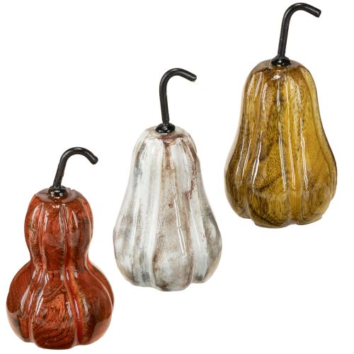 Floristik24 Pera de madera pera decoración de madera otoño rojo amarillo blanco 12×6cm 3 piezas