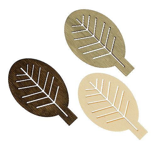 Floristik24 Hojas de madera surtidas 4cm natural 72uds