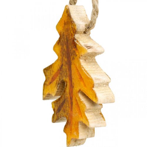 Artículo Hojas decorativas de madera para colgar decoración colorida de otoño 6,5×4cm 12pcs
