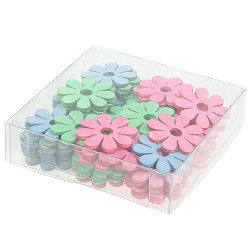Floristik24 Flores de madera para esparcir rosa, verde, azul Ø4cm 72 piezas