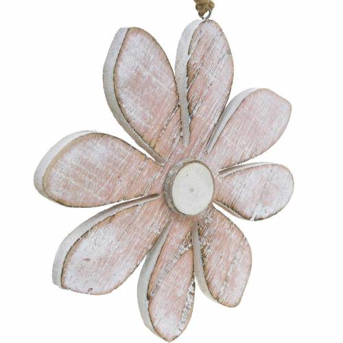 Artículo Flores decorativas en colores pastel, flores de verano, flores de madera, adornos florales para colgar Ø12,5cm 3ud