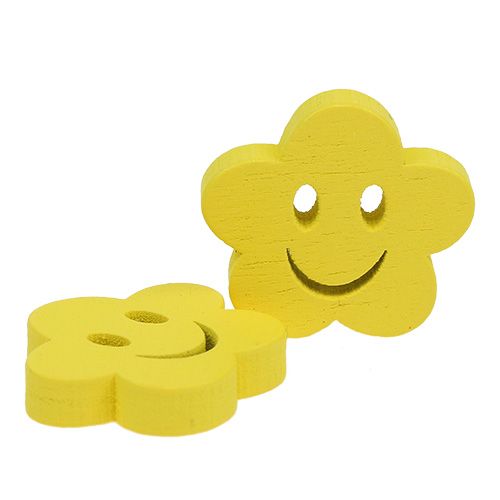 Floristik24 Flor de madera con cara amarilla 2,5cm 48uds