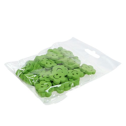 Artículo Flor de madera con cara verde 2,5cm 48uds