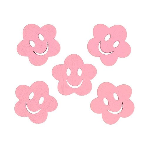 Floristik24 Flor de madera con cara rosa 2,5cm 48uds