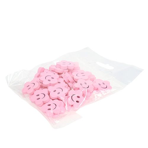 Floristik24 Flor de madera con cara rosa 2,5cm 48uds