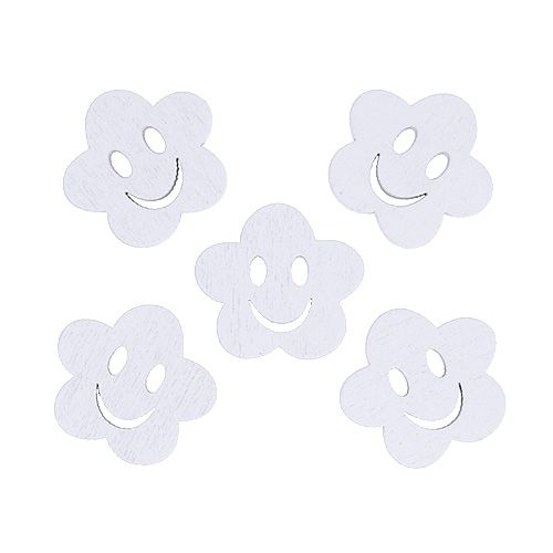 Floristik24 Flor de madera con cara blanca 2,5cm 48uds