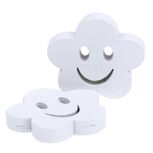 Artículo Flor de madera con cara blanca 2,5cm 48uds
