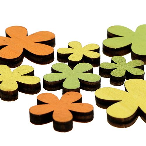 Floristik24 Flor de madera 2-3.5cm naranja, verde, amarillo 36pcs