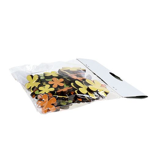 Floristik24 Flor de madera 2-3.5cm naranja, verde, amarillo 36pcs
