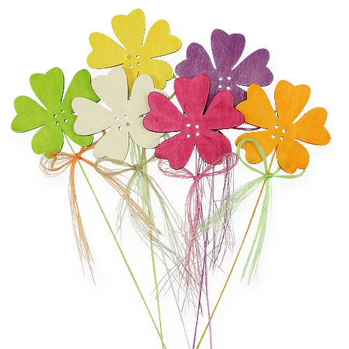 Floristik24 Flores de madera sobre alambre púa 7cm, 28cm 24 piezas