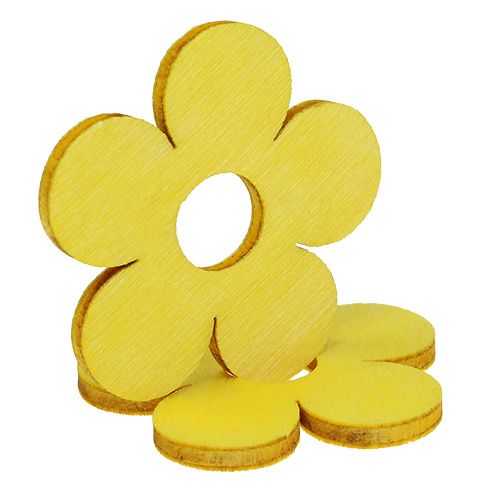 Artículo Flores de madera Ø4cm amarillo 72pcs