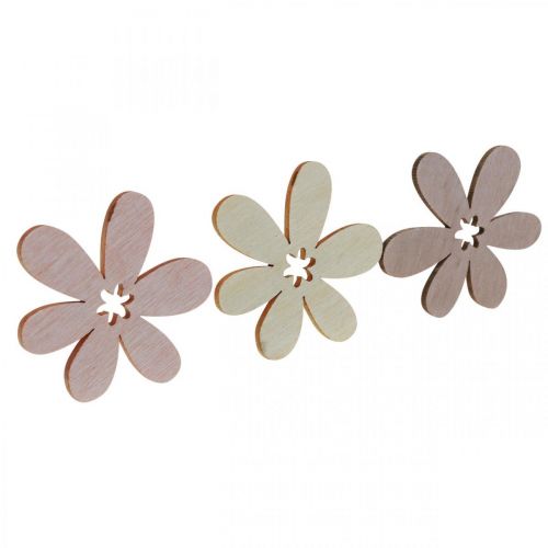 Floristik24 Flores de madera flores decorativas dispersas madera beige/amarillo/rosa Ø4cm 72 piezas