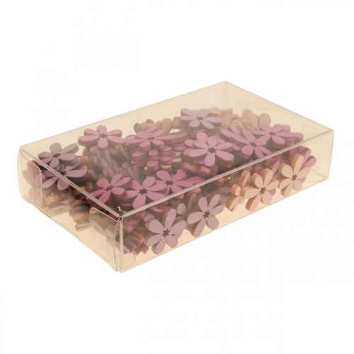 Floristik24 Flores de madera decoración dispersa flores madera violeta/violeta/rosa Ø2cm 144p