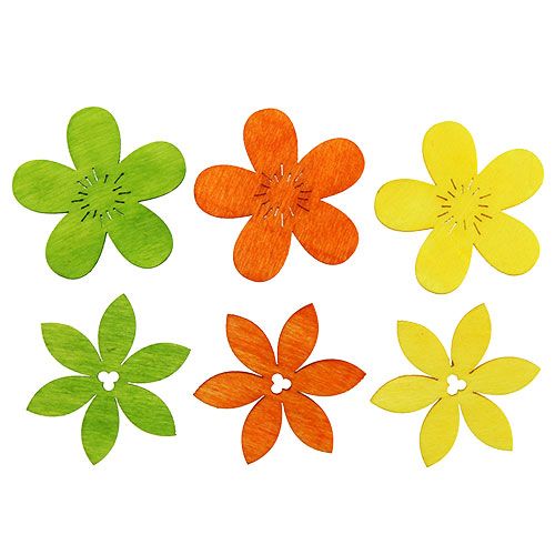 Floristik24 Flores de madera 4cm colores surtidos. 72 piezas