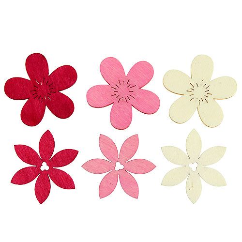 Floristik24 Flores de madera 4cm rosa ast. 72 piezas