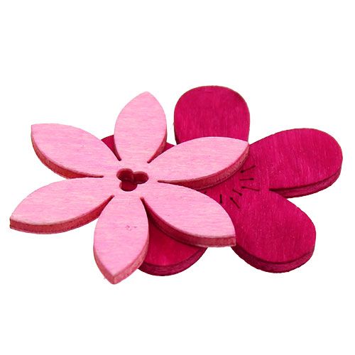 Floristik24 Flores de madera 4cm rosa ast. 72 piezas