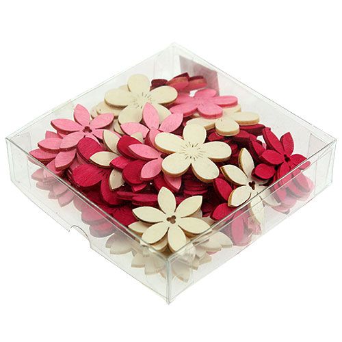 Floristik24 Flores de madera 4cm rosa ast. 72 piezas
