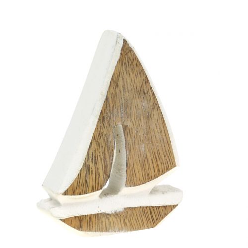 Floristik24 Barco de decoración de madera de mango, blanco, 10,5 cm x 8,5 cm