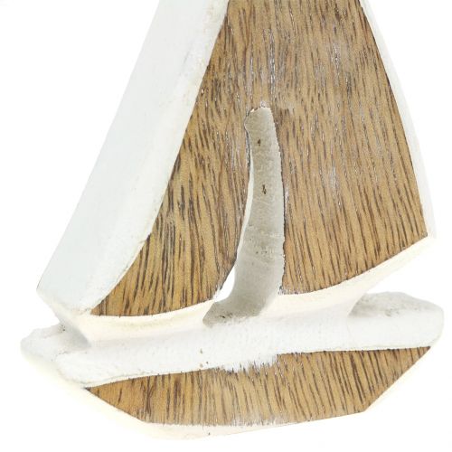 Floristik24 Barco de decoración de madera de mango, blanco, 10,5 cm x 8,5 cm
