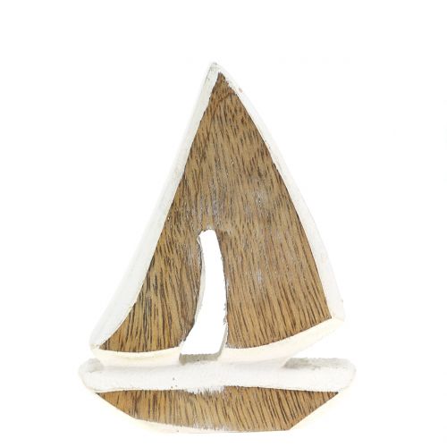 Floristik24 Barco de decoración de madera de mango, blanco, 10,5 cm x 8,5 cm