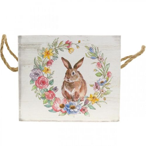 Floristik24 Macetero decorativo Shabby Wood White Bunny Macetero 12×14×14cm