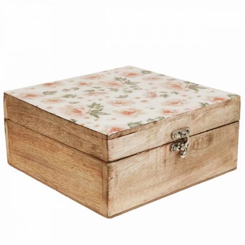 Floristik24 Caja de madera con tapa joyero caja de madera 20×20×9,5cm