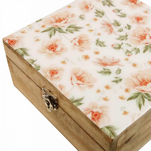 Caja de madera con tapa joyero caja de madera 20×20×9,5cm