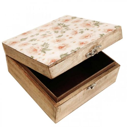 Floristik24 Caja de madera con tapa joyero caja de madera 20×20×9,5cm
