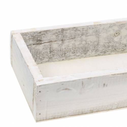 Floristik24 Bandeja de madera Shabby Chic rectangular blanca 37.5cm x 14.5cm H6.3cm