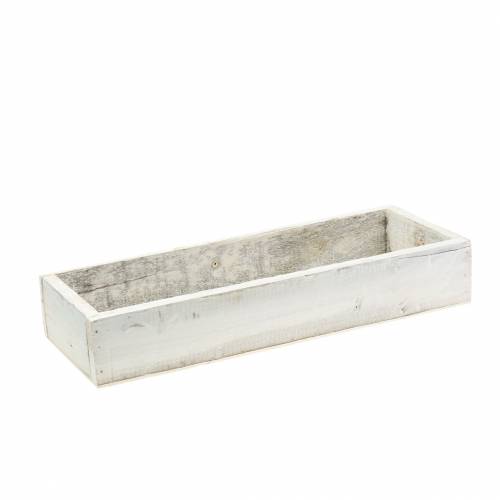 Floristik24 Bandeja de madera Shabby Chic rectangular blanca 37.5cm x 14.5cm H6.3cm