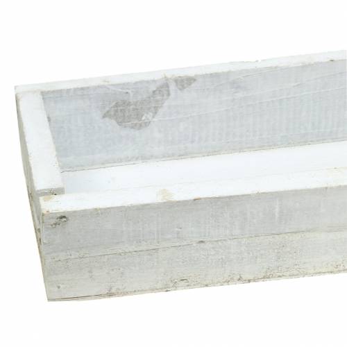 Floristik24 Bandeja de madera blanco lavado 55,5×15,5cm H7cm
