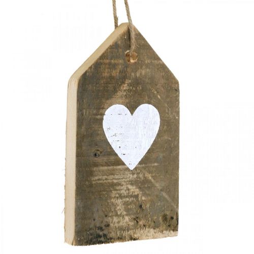 Floristik24 Casa con corazón, decoración de madera para colgar, decoración de casa aspecto antiguo H18cm